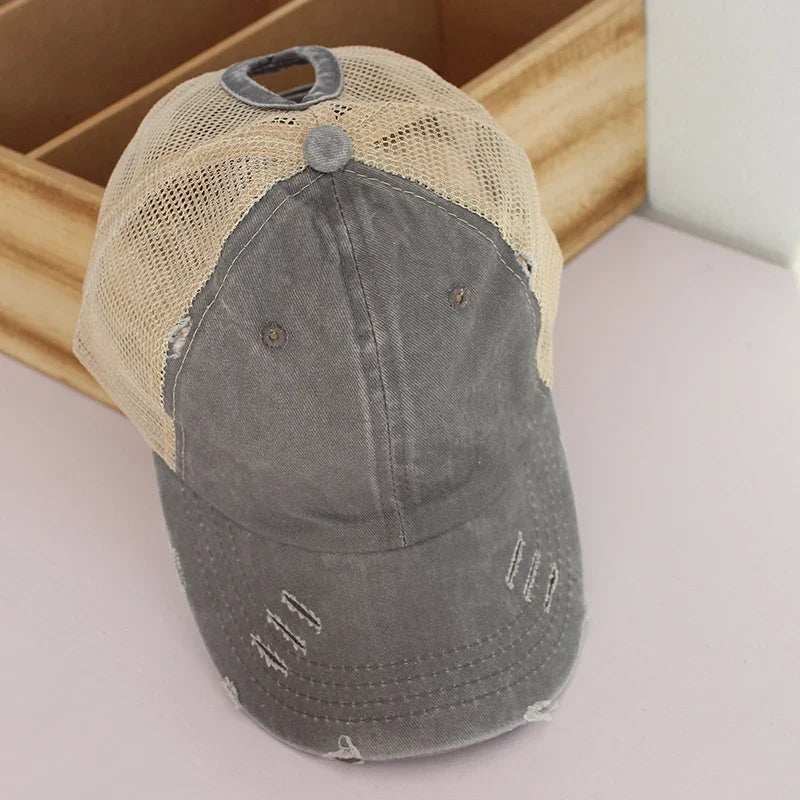 Distressed Ponytail Baseball Cap