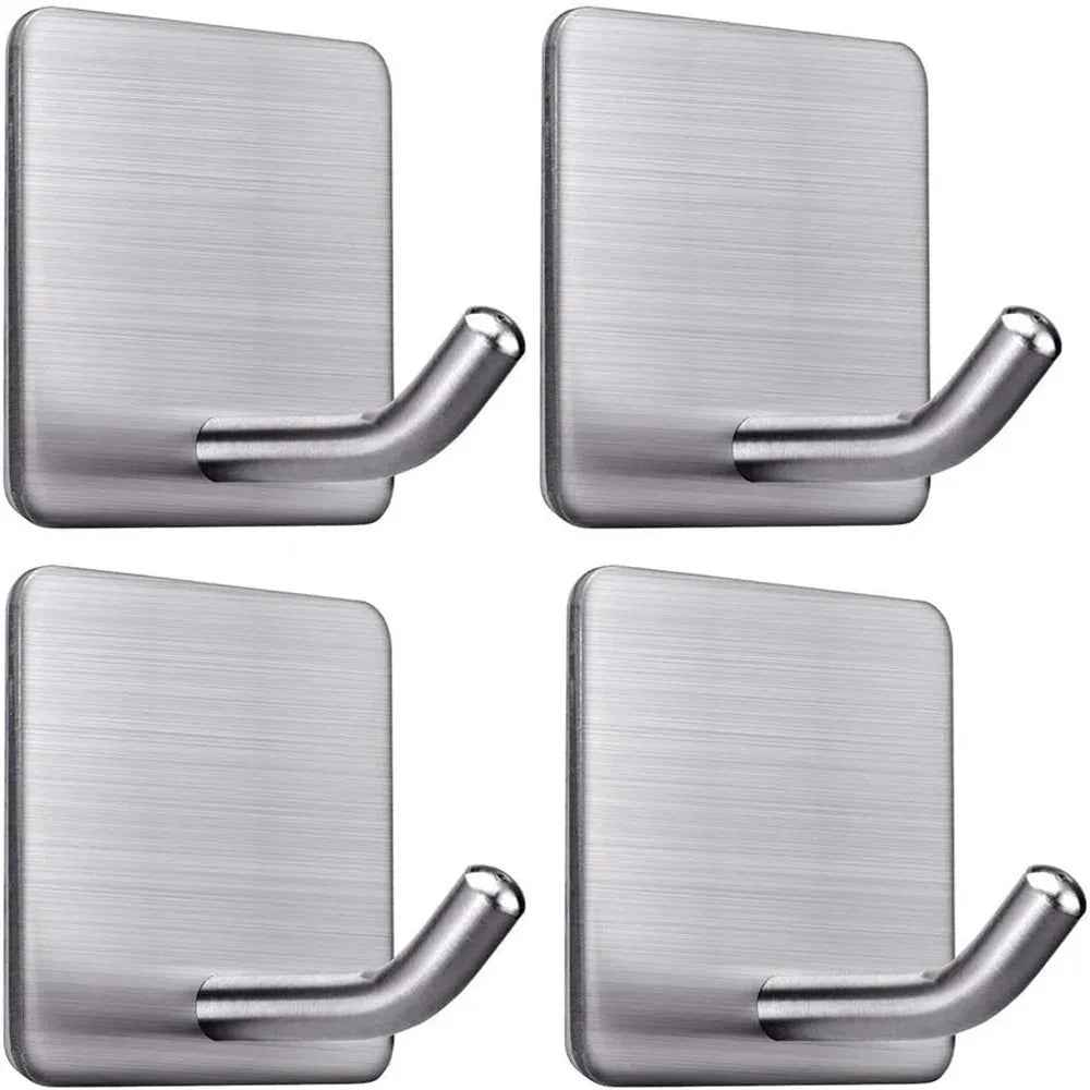 4PCS Stainless Steel Wall Mounted, Wall Mounted Self-Adhesive Hook, Key Holder, Wall Mounted, Towel Rack, Jacket, Bag Hook
