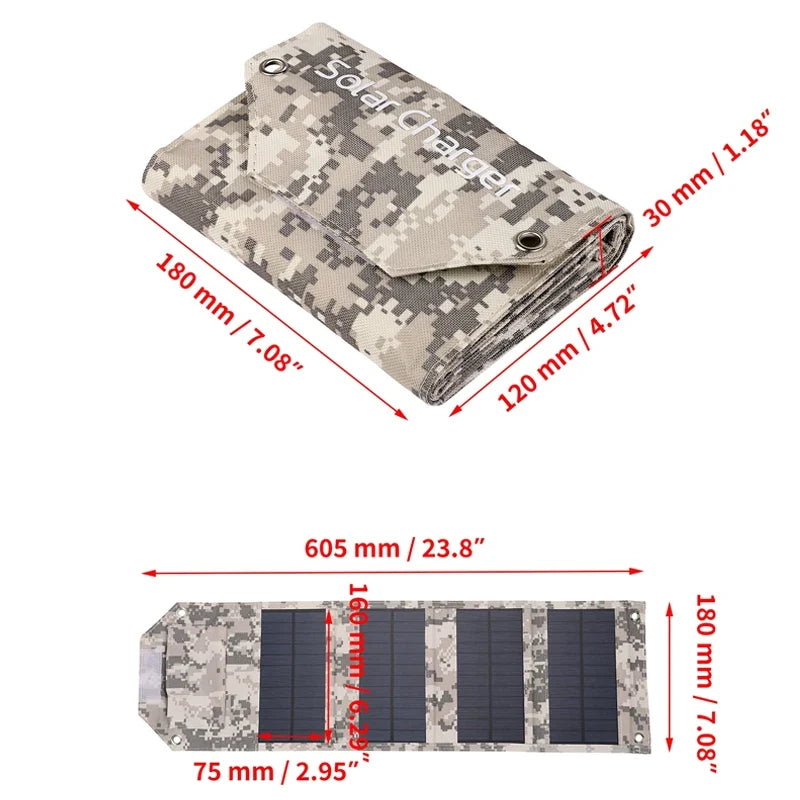 100w/80w/60w Foldable Solar Panel 5V USB Portable Folding Bag for Cell