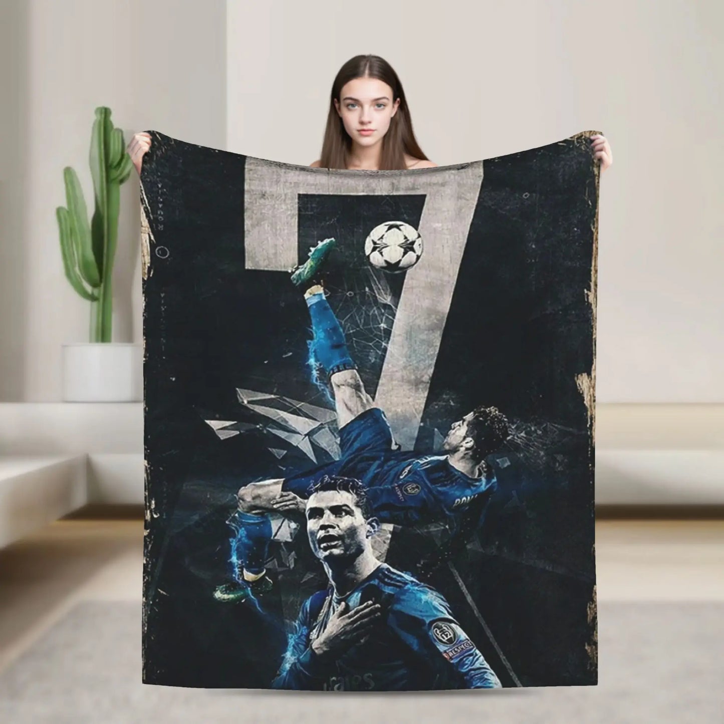 CR7  Football Soccer Blanket Ronaldos Flannel Funny Warm Throw Blanket for Bedding Lounge Decoration