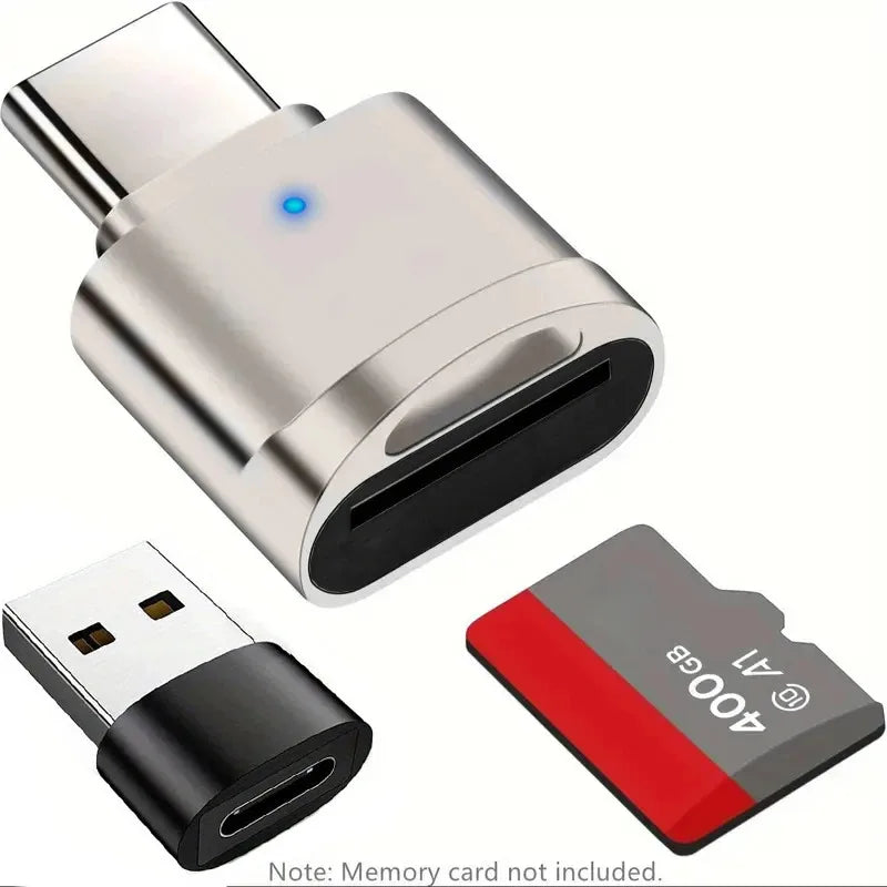 Type C TF Reader With Zinc Alloy Shell, SD Card Reader with USB C to USB Adapter, Suitable for Laptop, MacBook, Samsung Galaxy