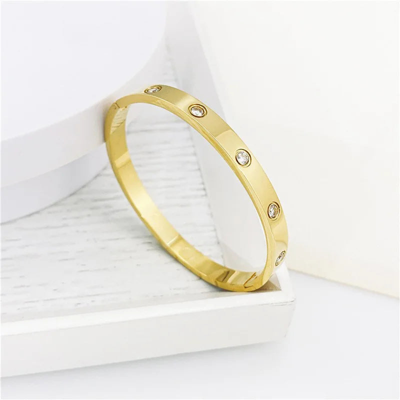 New Design Gold Color Zircon and Cross Nut Nail Bracelet Gold & Bangle