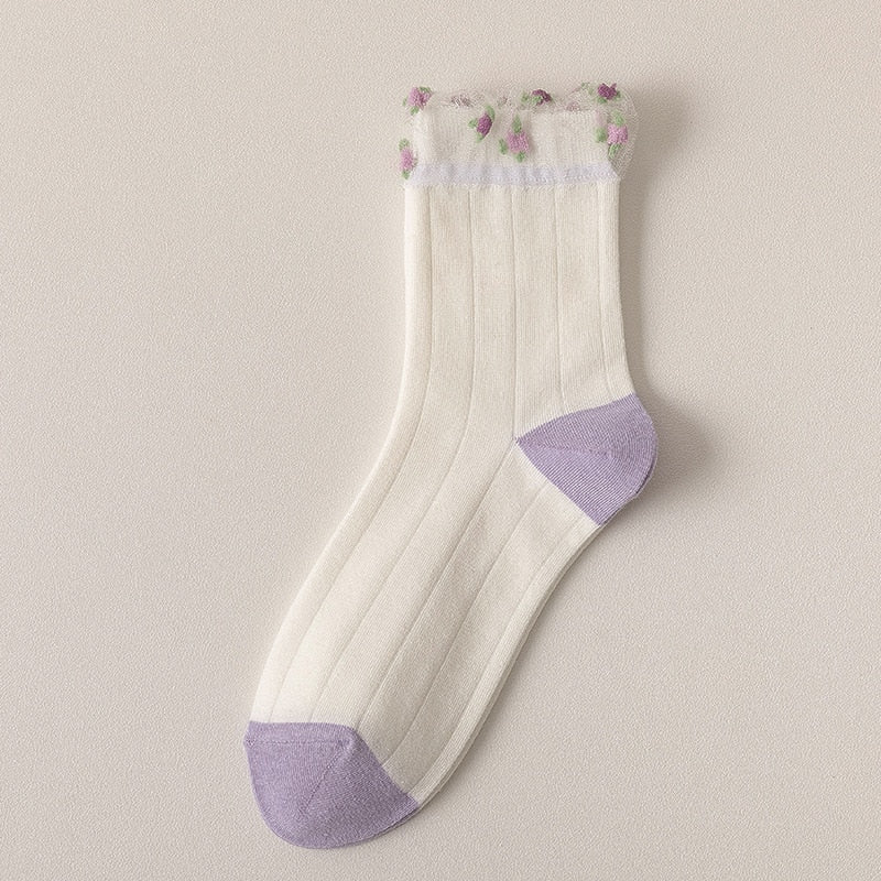 Calcetines florales morados