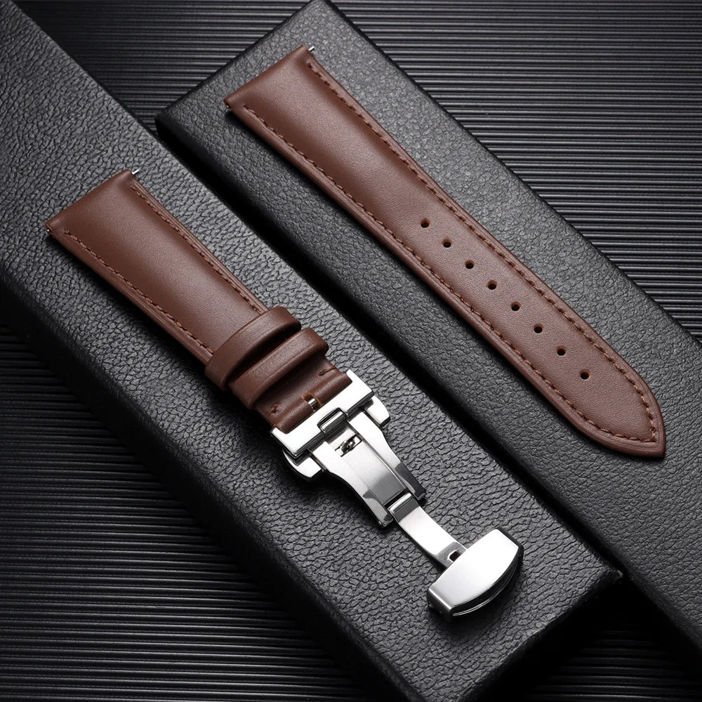 TicWatch Pro 3, E3 & GTH Leather Band with Butterfly Clasp