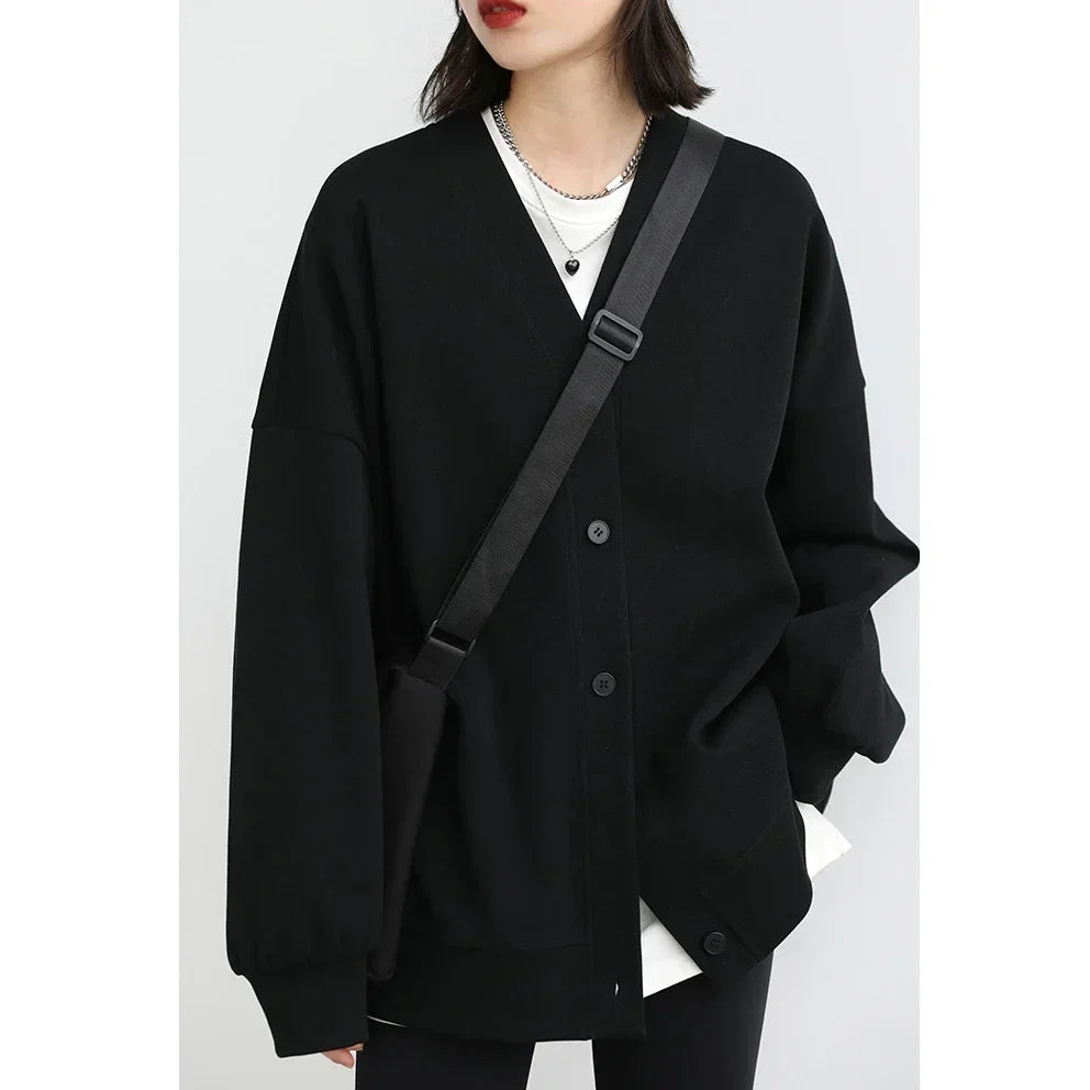 CHIC VEN Korean Women's Sweatshirts Solid Plush Thick Warm Loose Casual Female Tops Office Lady Coats Jacket Autumn Winter 2023