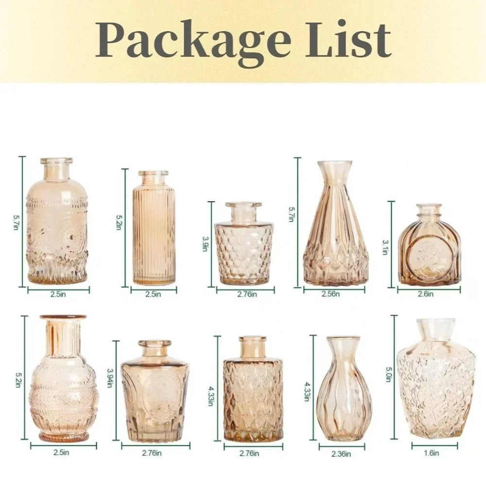10/20pcs Mini Glass Vase Modern Clear Hydroponic Flower Vase Retro