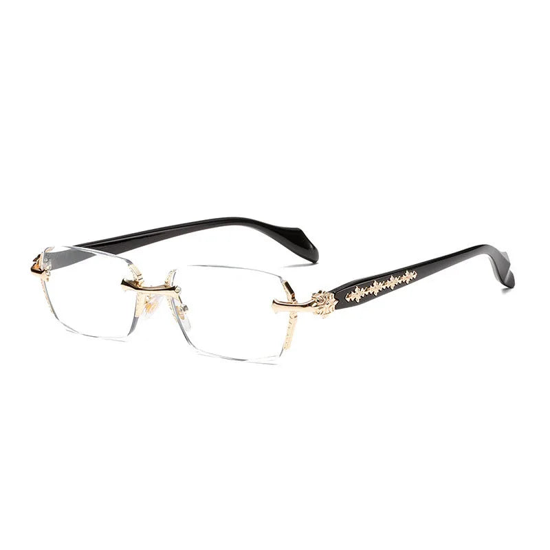 Unisex Square Frameless Metal Reading Glasses Business-Style for Clear Vision Comfortable Lightweight Design
