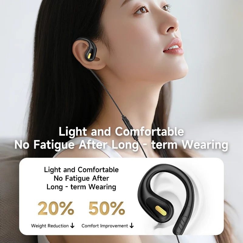 YX2 Clip-on Wired Control Type C&3.5mm Headphones 9D Surround Sound Bass Earbuds Sports Gaming Headset ENC Earphones For Samsung