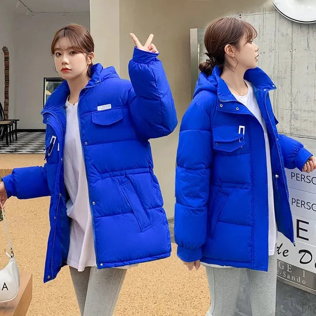 2025 New Winter Hooded Parka Women's Down Cotton Jacket Puffer Coat Overcoat Thick Warm Cotton Padded Jacket Snow Wear Outwear