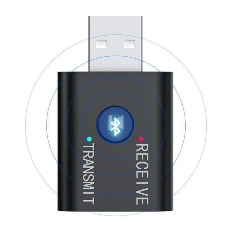 2 In 1 USB Bluetooth 5.0 Dongle Adapter Receiver Transmitter Stereo Wireless Audio Adapter USB 3.5mm for PC Desktops Headphones