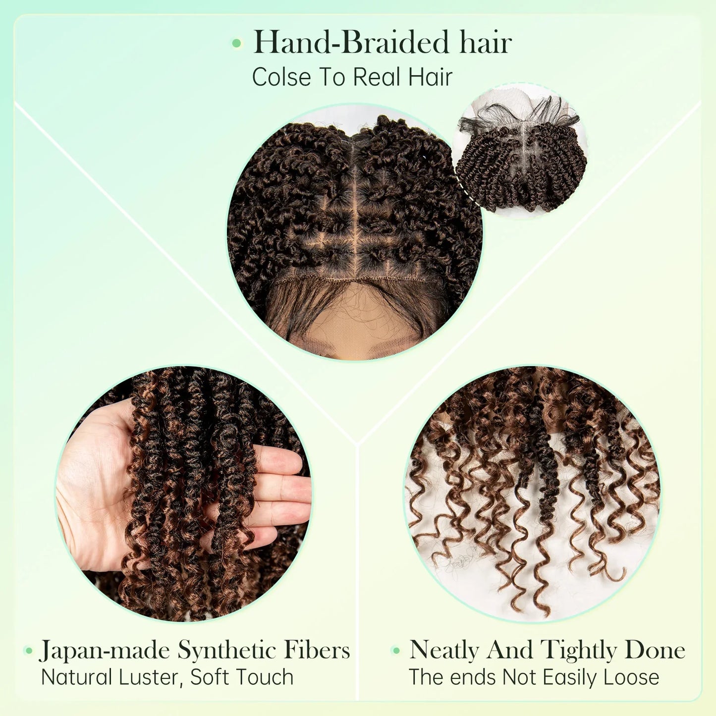 14Inch Full Lace Braided Wigs Synthetic Lace Frontal Twisted Braids Wigs with Baby Hair Knotless Box Braids Wig for Black Women