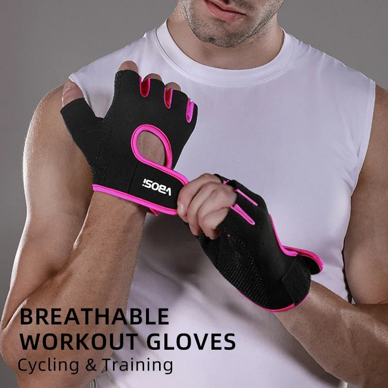 VBOSi Breathable Half Finger Gloves for Gym Exercise Cycling with Anti-slip Dots