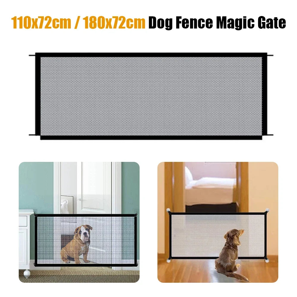 Pet Dog Barrier Fences Pet Isolated Network Folding Breathable Nylon Mesh Pet Isolated Network Stairs Gate Safety Fence 2 Sizes