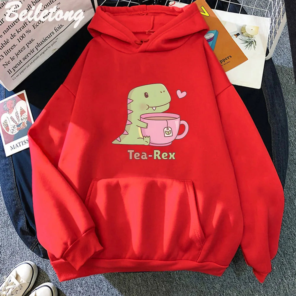 Sudadera con capucha "Tea-Rex" para amantes de los dinosaurios y el té