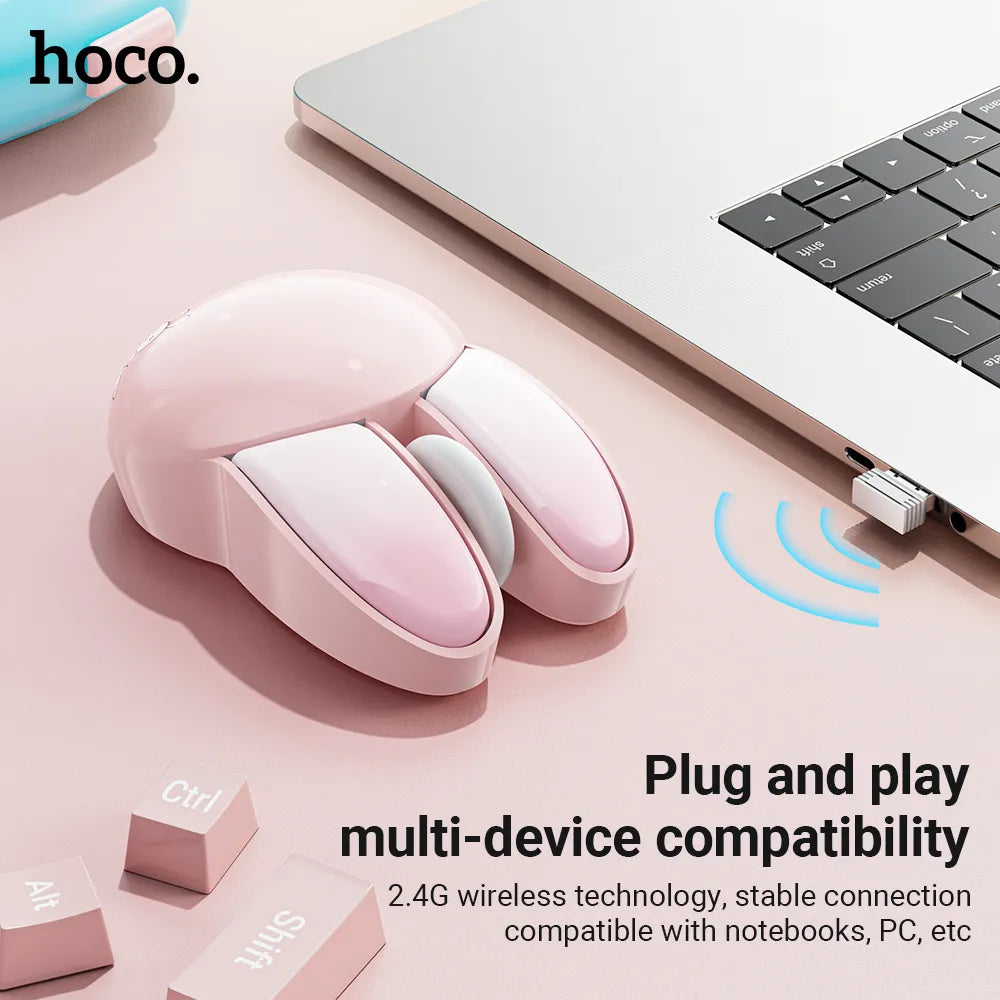 Ratón de computadora inalámbrico con diseño de conejo