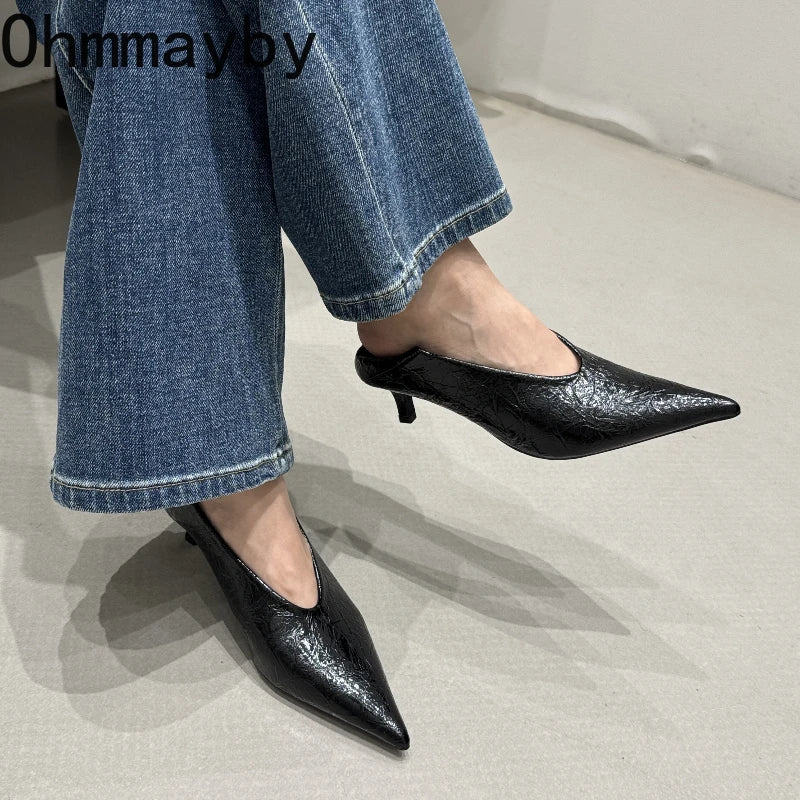 Fashion Pointed Toe Thin Heel Women Office Pumps Shallow Slip On Party Dress Shoes 2026 New Spring Autumn Commuter Footwear