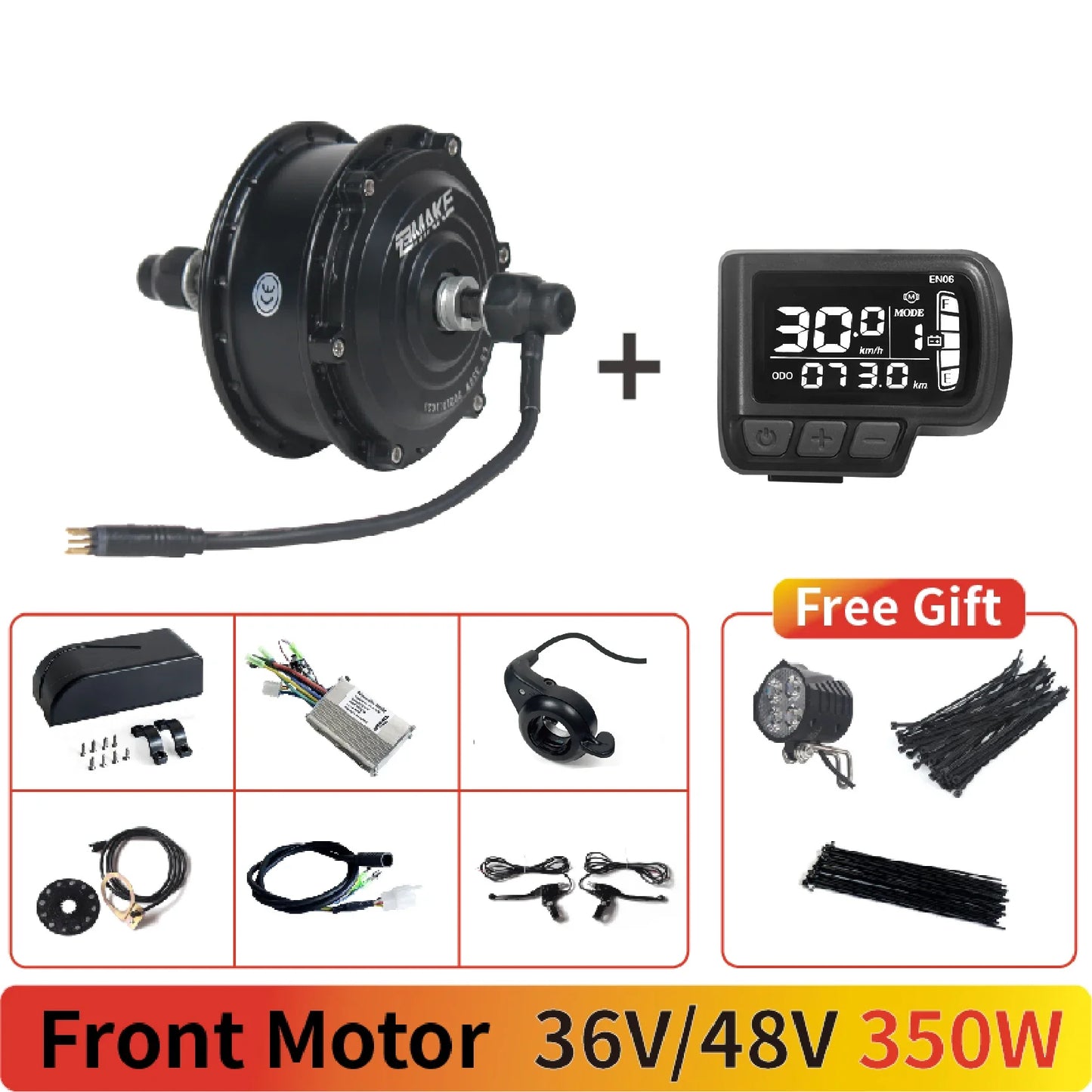 Ebike Motor Kit High Speed Brushless Gear Hub 36V 48V 350W 500W Electric Bike Conversion  Front Cassette Rear display P6 ZEMAKE