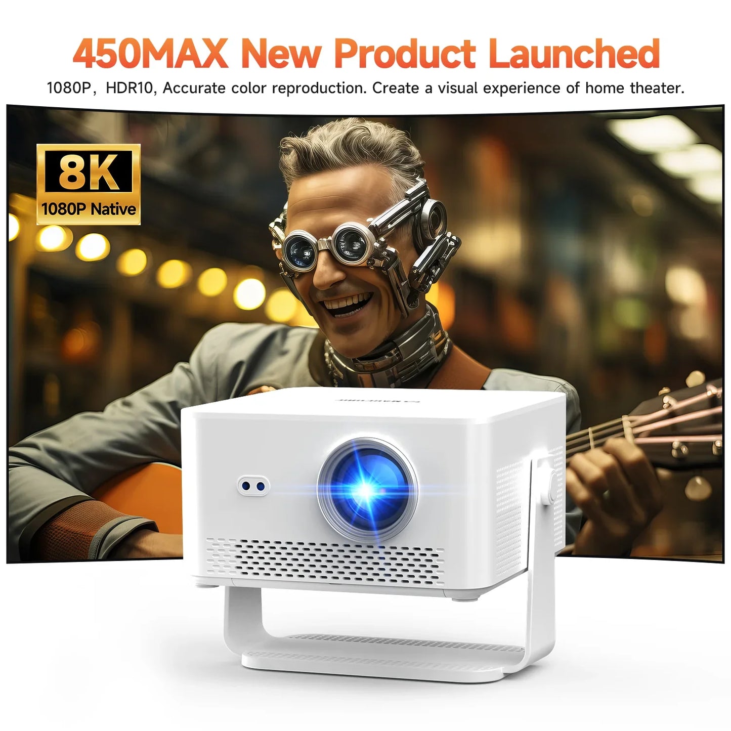 Magcubic Portable Outdoor Projector 1100ANSI 1080P Auto Focus 8K Support Android 14 WiFi6 Beam Mini  HY450MAX Projector