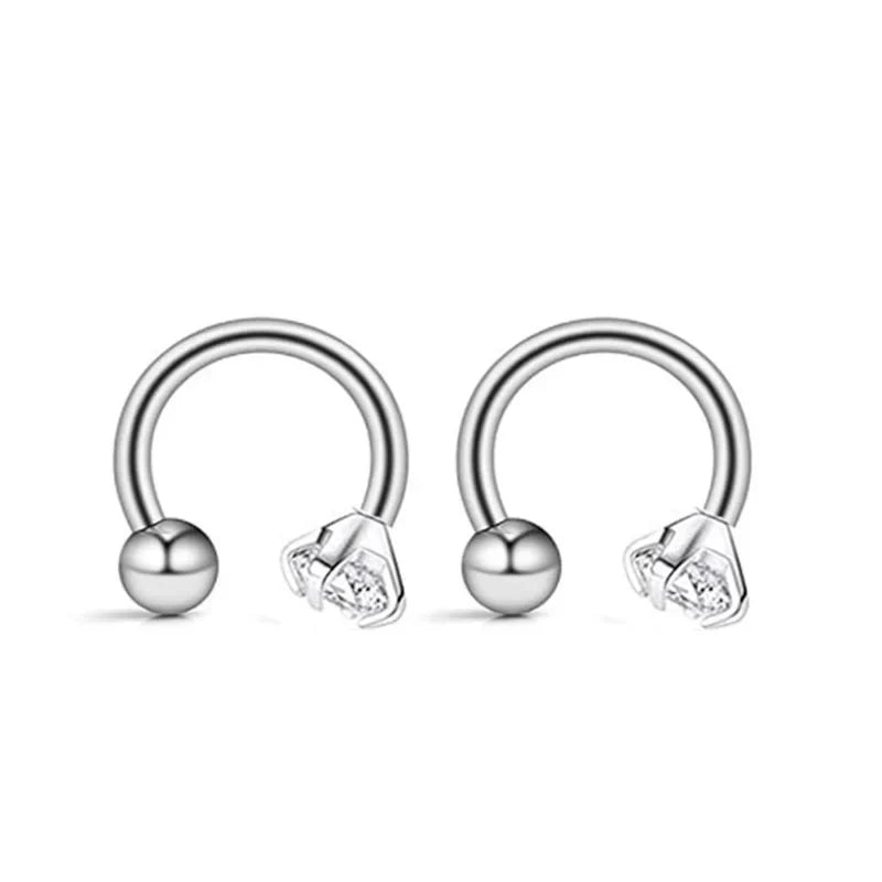 2pcs Stainless Steel Crystal CZ Tragus Piercing Helix Studs Earrings