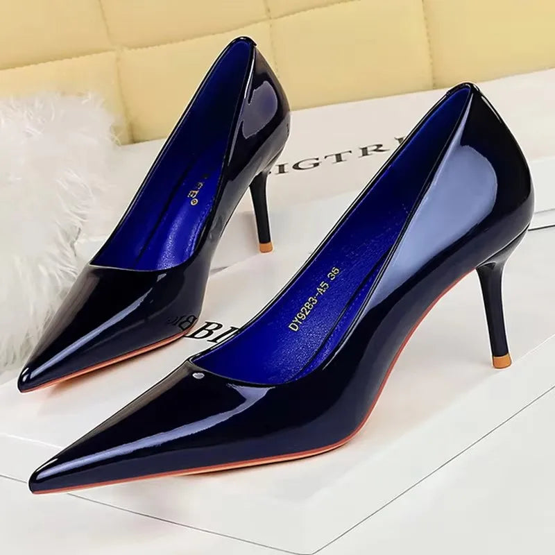 BIGTREE Shoes Patent Leather Women Pumps Sexy High Heels Pointed Lady Party Shoes Stilettos Women Heels Fashion Wedding Shoes