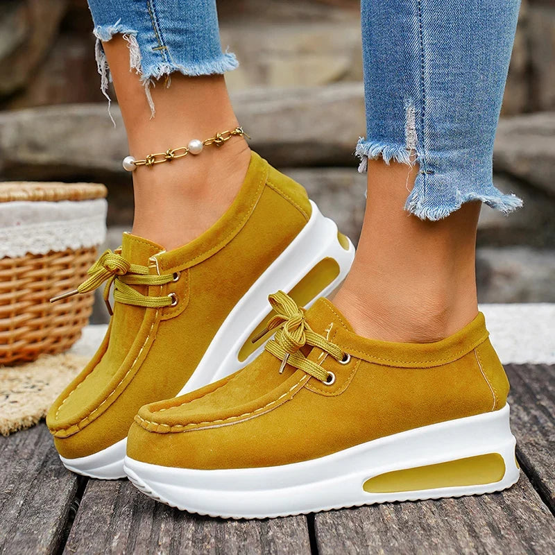 Red Chunky Platform Sneakers Women Comfortable Non Slip Thick Sole Casual Shoes Woman Plus Size 43 Lace Up Sport Shoes Female