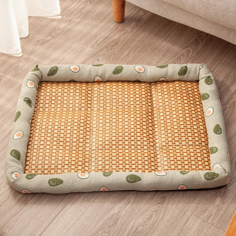 Pet Summer Mat Cute Dog Cooling Sofa Breathable Small Dog Bed Cushion Moistureproof Rattan Wear Cat Mat Accessories