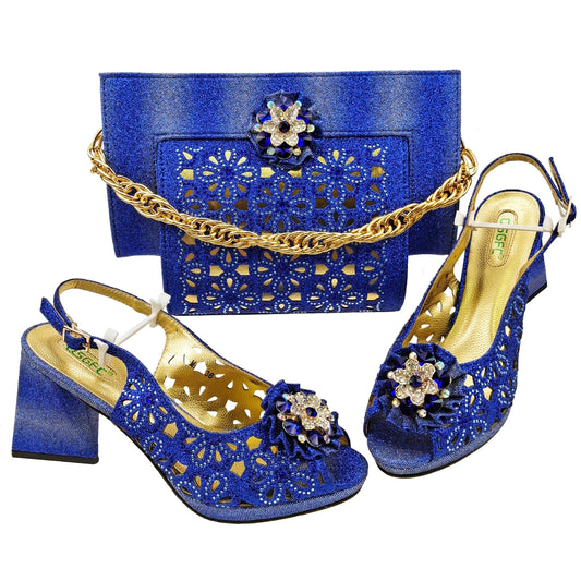 Conjuntos italianos de zapatos y bolsos para fiesta de noche HFV-25
