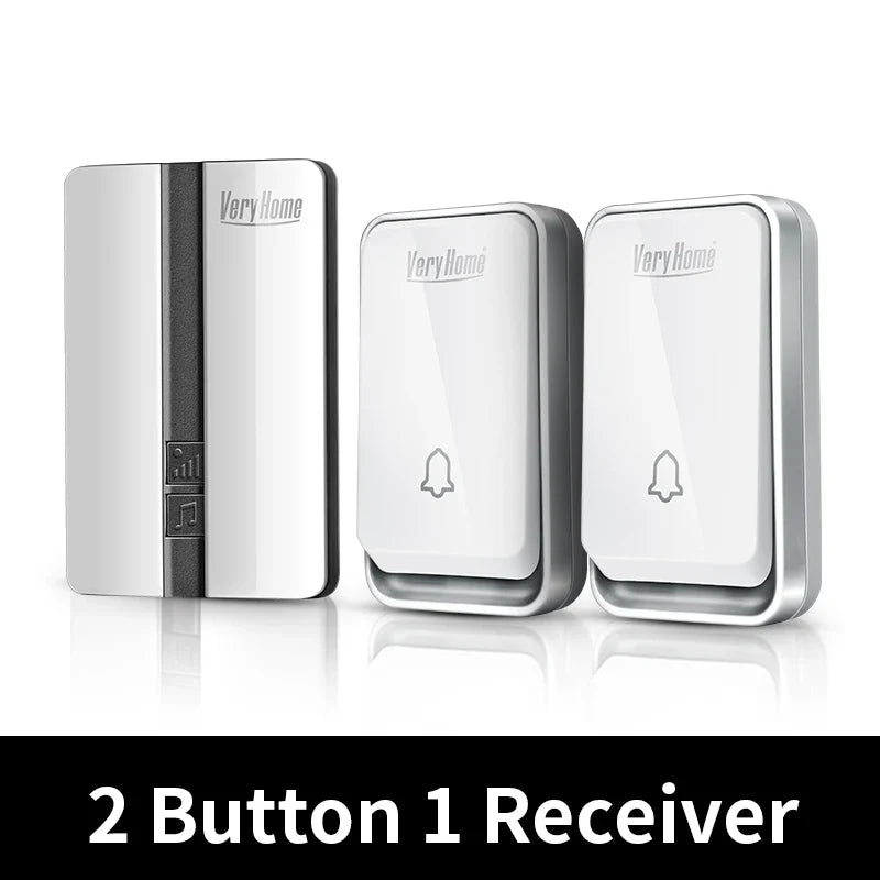 VeryHome Wireless Doorbell Waterproof Self-powered Button Smart Door Bell Sets Home Welcome Outdoor House Chimes  Receiver