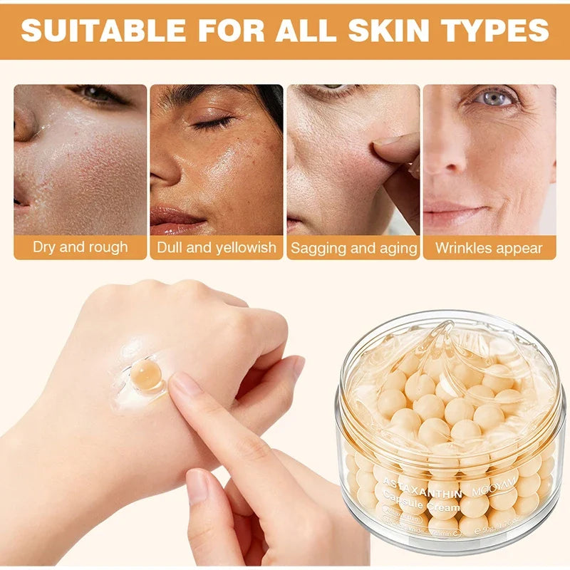 Korean Care Capsule Face Cream With Centella & Astaxanthin, Grape Seed Antioxidant Moisturizer, Soothing Barrier Care Skincare