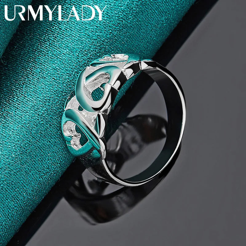 URMYLADY 925 Sterling Silver Love Heart 6-10# Ring For Women Wedding Party Fashion Charm Jewelry