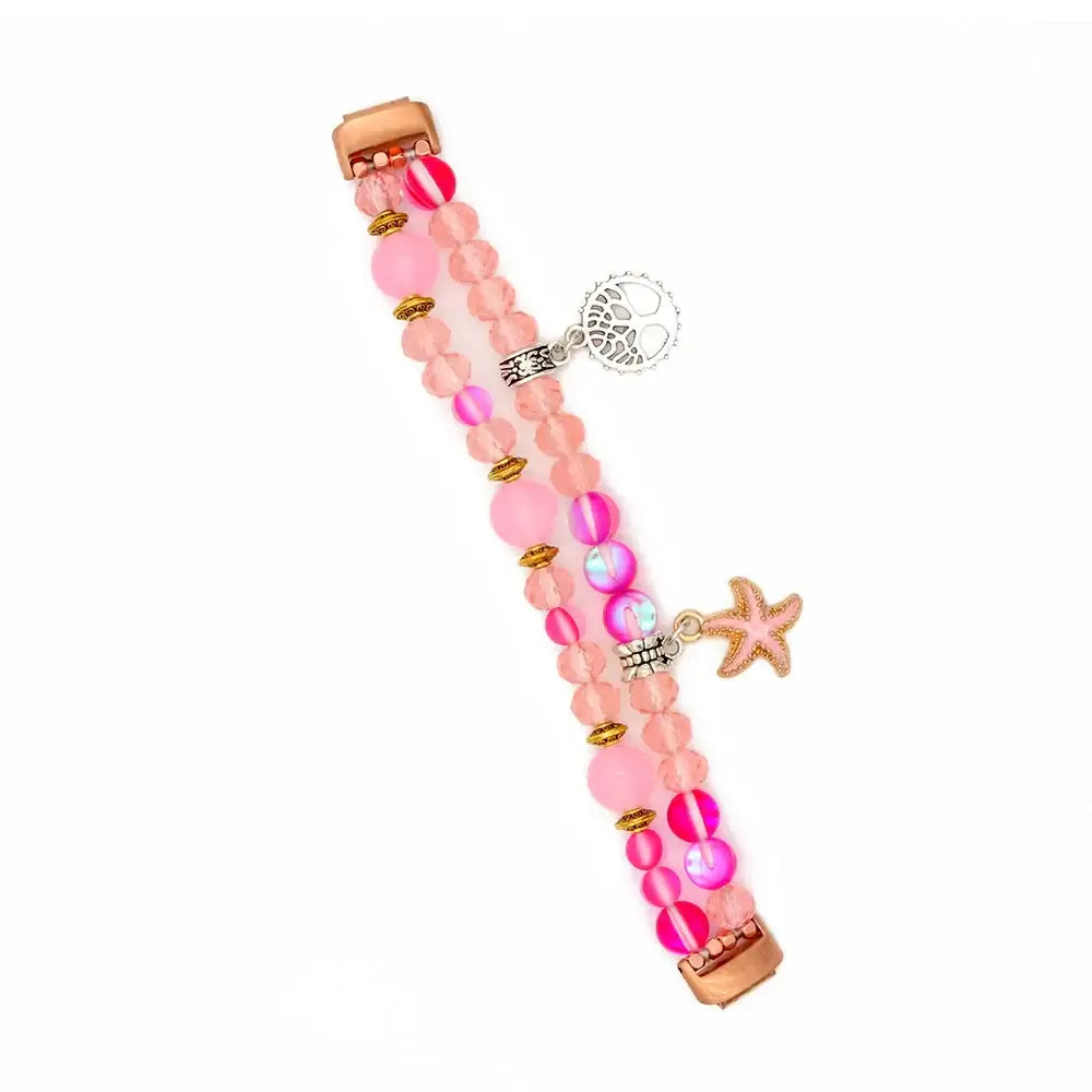 Fitbit Inspire 3 Beaded Charm Bracelet Band, Double Strand