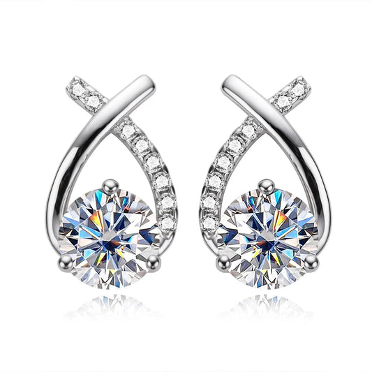 4 CTTW D Color Moissanite Stud Earrings