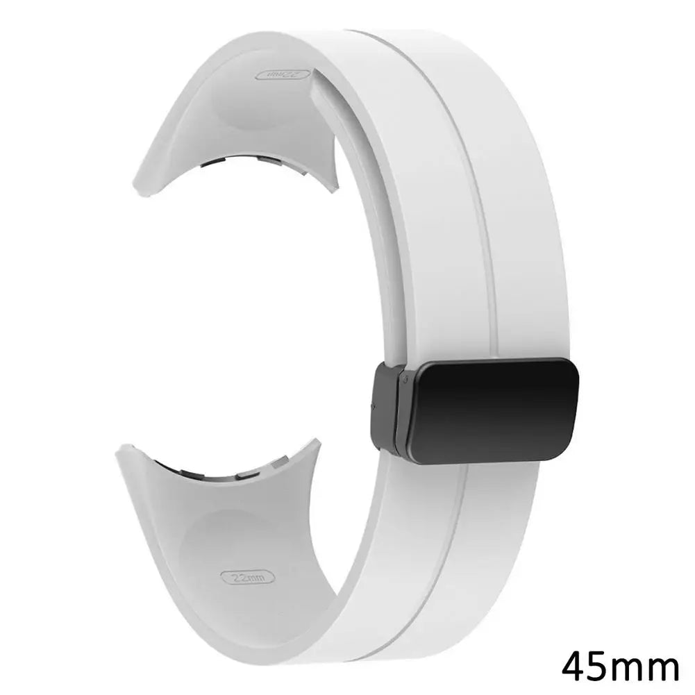 Google Pixel Watch 5, 4 & 3 Silicone Band, Magnetic Folding Buckle