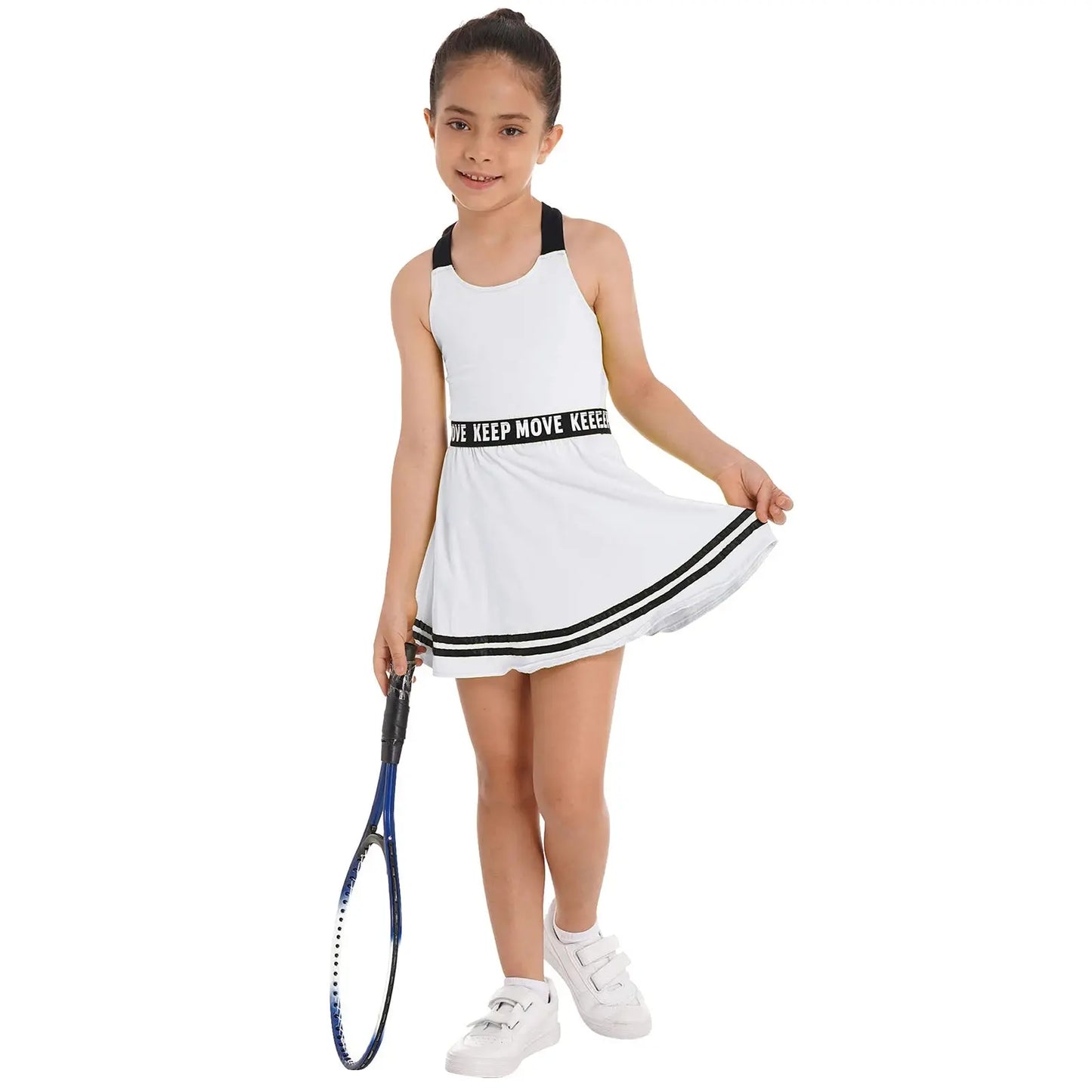 Girls' Sleeveless Tennis Dress with Shorts