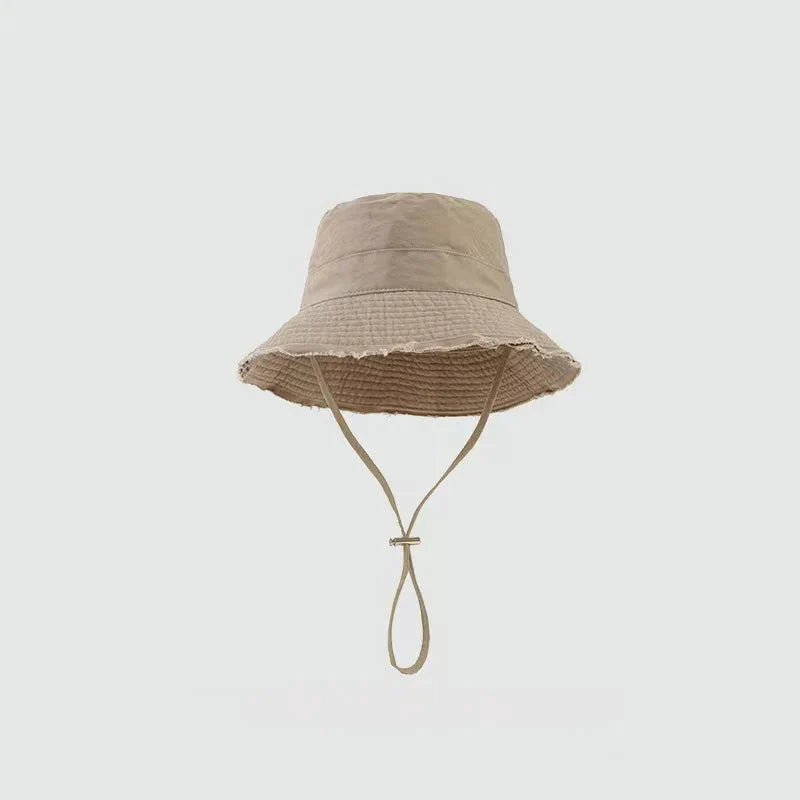 Sombrero de pescador unisex de algodón con borlas