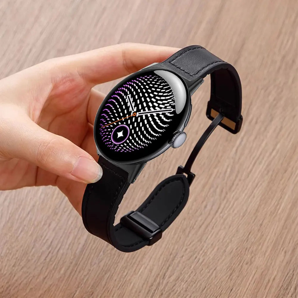 Google Pixel Watch 5, 4 & 3 Leather & Silicone Band, Magnetic Clasp