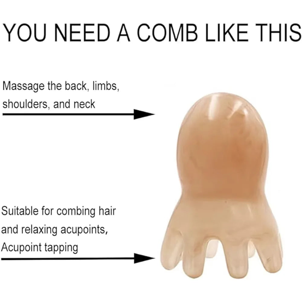 Resin Octopus Massage Comb Head Meridian Scraping Scalp Massage Brush Acupuncture SPA Gua Sha Massage Comb Fatigue Relief Massag