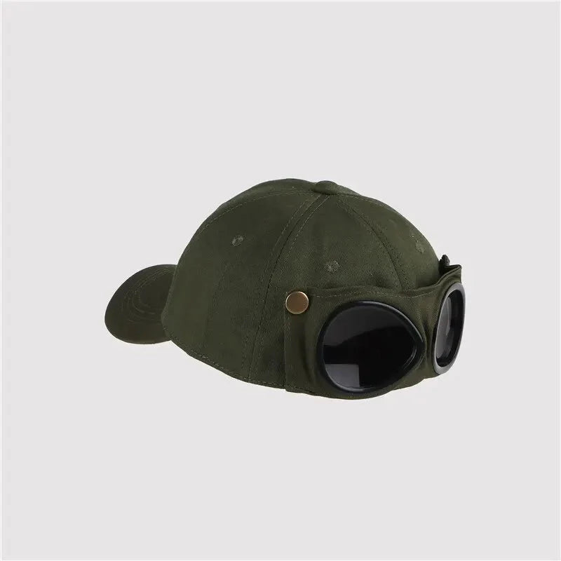 Gorra de béisbol de aviador – Gorra de verano unisex con gafas de sol incorporadas