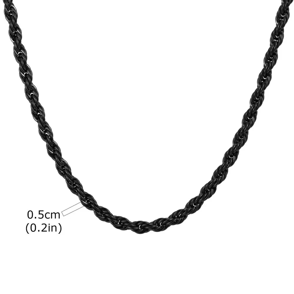 Vnox Twist Rope Chain Necklace for Men Women | Waterproof Stainless Steel Unisex Chain