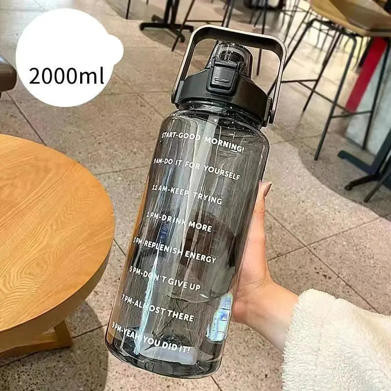 2L Water Bottle With Straw Large Capacity Sports Water Bottle