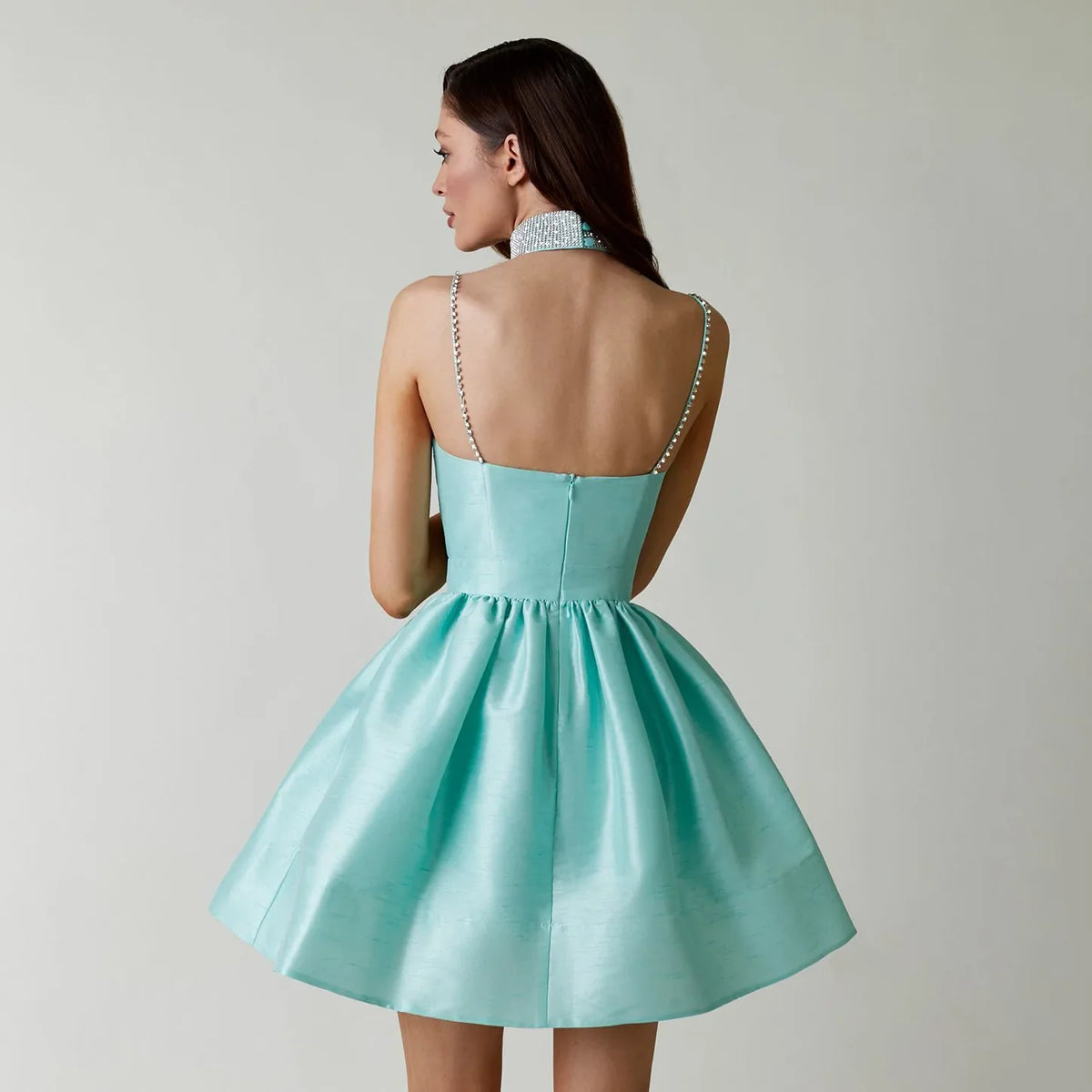 Party Dresses For Women Diamond Spaghetti Strap Solid Color Low Cut Sexy Mini Evening Dress Fashion Elegant Banquet Chic Vestido