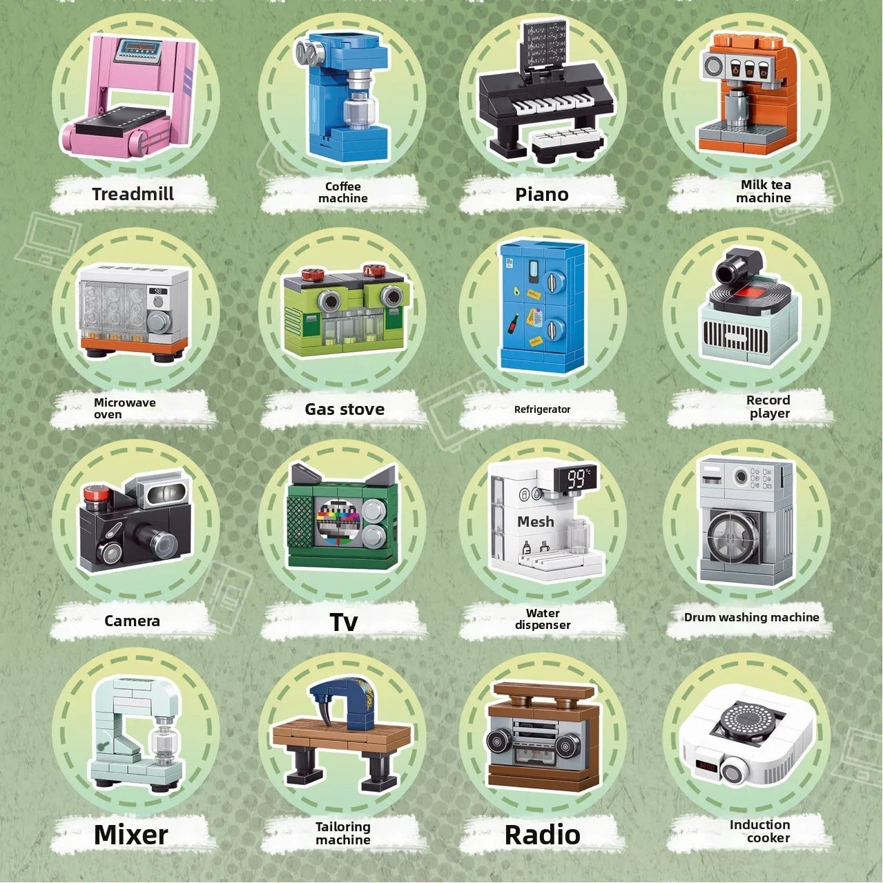 24Pcs 3-5cm Random Mini Home Appliances Blind Box Building Block Children Cartoon Character lega toys For Children Birthday Gift