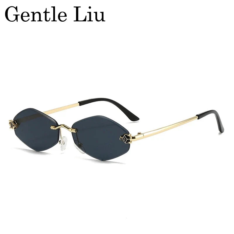 Fashion Rimless Hexagon Sunglasses Women 2026 Luxury Brand Y2K Punk Sexy Travel Sun Glasses For Ladies Frameless Rhombus Eyewear