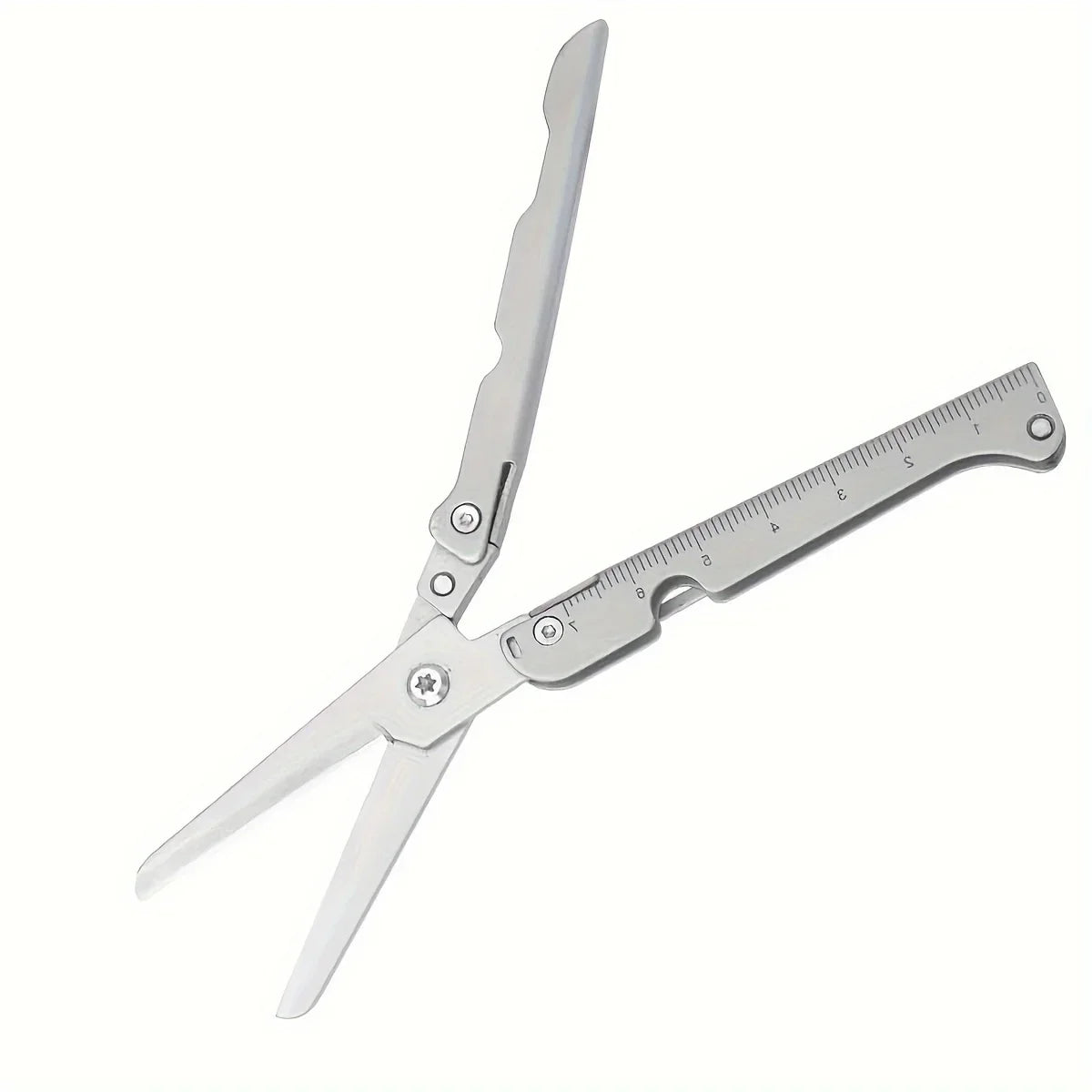Portable Multifunctional Folding Scissors, Stainless Steel Outdoor Survival Tool for Camping Fishing Hunting