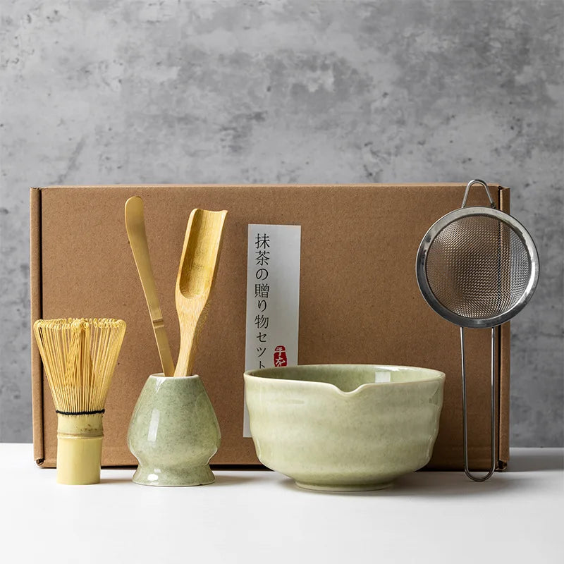 4/5/6PCS Matcha Set Bamboo Whisk Teaspoon Ceramic Bowl Tranditional Tea Sets Home Tea-making Tools Accessories Birthday Gifts