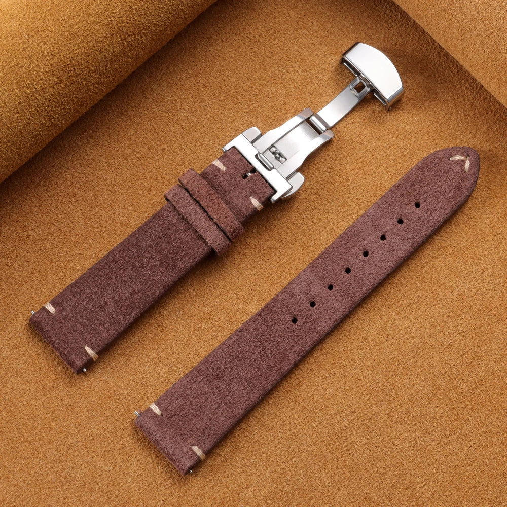 Amazfit Balance, GTR, GTS & Bip Vintage Suede Band with Butterfly Clasp