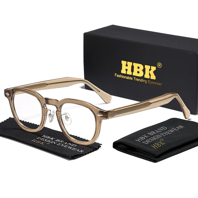 HBK Retro Oval Glasses Frames Transparent Lenses Men High Quality TR-90 Frame Glasses Women's Reading Computer Eyewear