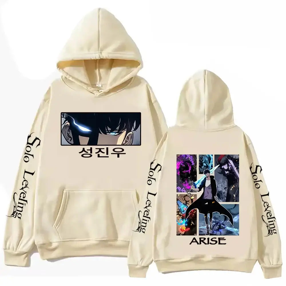 Sudadera con capucha de Solo Leveling, estampado de anime Harajuku