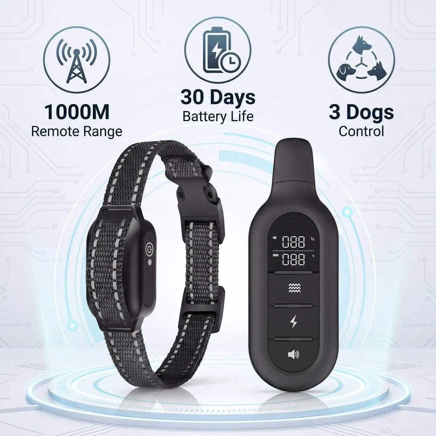 1000m Dog Training Collar Remote Control, Waterproof Rechargeable Dog