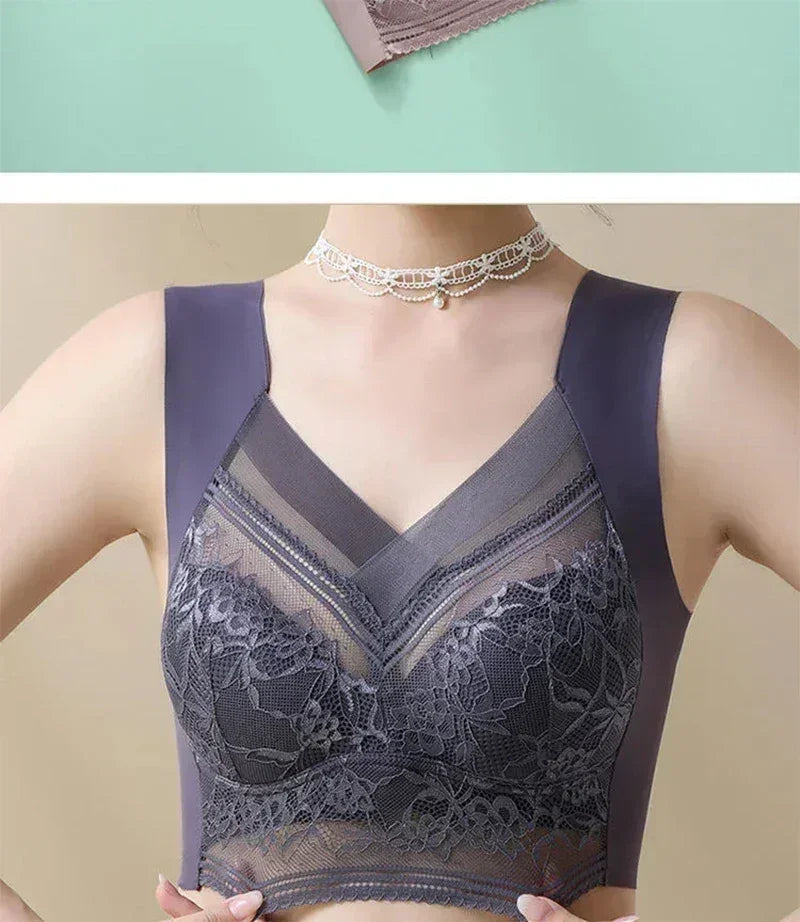 L-6L Mujeres Sujetador Grande Push Up Seda de Hielo Sin Costuras Sujetador Bralette Encaje Sin Aros Sujetadores de Verano Talla Grande Lencería Ropa Interior 15019